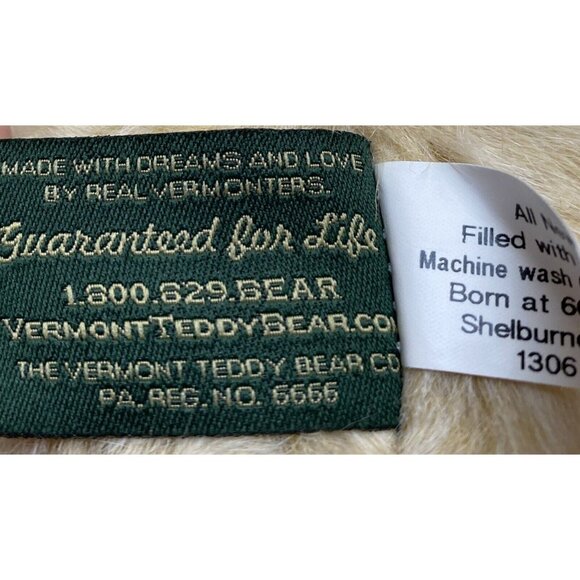 Vermont Teddy Bear Co. Blonde Jointed Teddy Bear Stuffed Animal Plush 15" USA - Picture 4 of 5